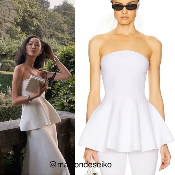 Helsa Tops - NWT Helsa White Maude Knit Peplum Strapless Top Bridal Wedding size S